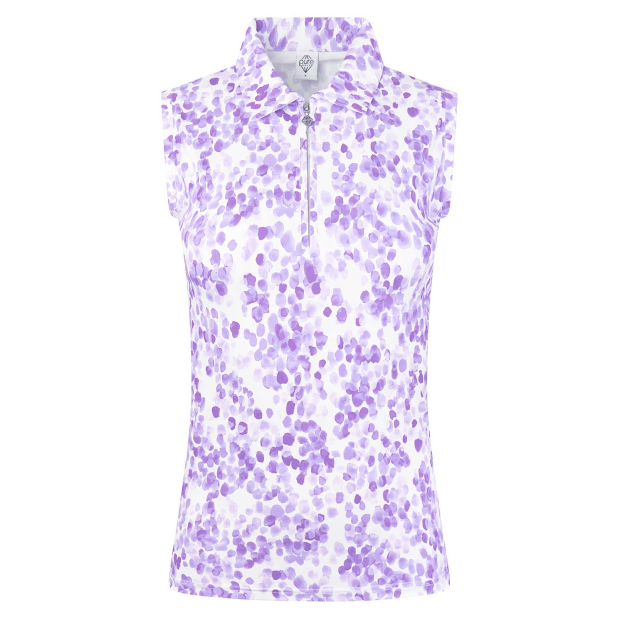 Pure Golf Amity Ladies Sleeveless Golf Polo Shirt Violet Fields